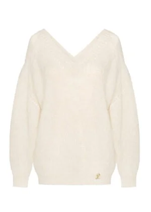Moherowy elegancki sweter Ecru